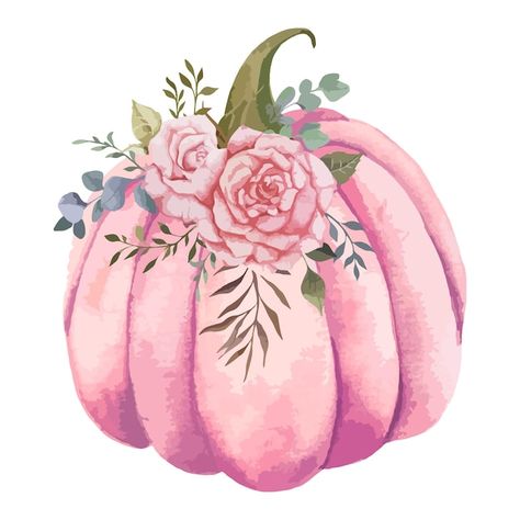 Pumpkin Art Painting, Water Paints, Pumpkin Background, Pink Halloween Decor, Pastel Pumpkins, Christmas Garland Mantle, Illustration Rose, Background Autumn, Pumpkin Invitation