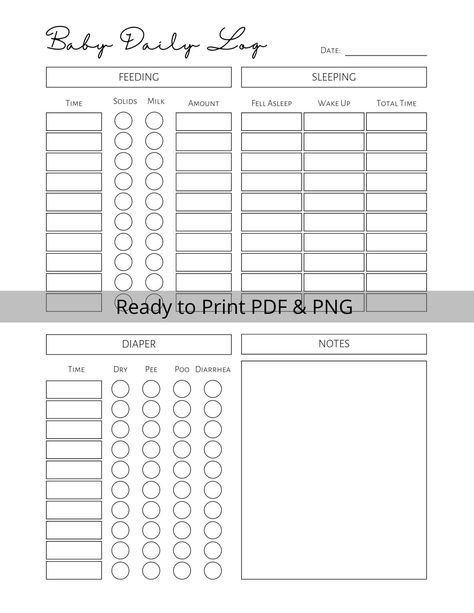 PRINTABLE Baby Daily Log | Infant Daily Log | Baby Feeding Log | Newborn Baby Tracker | Nanny Log | Babysitter Log | Baby Care Log | PDF PNG Infant Daycare Daily Log, Nanny Daily Log, Infant Daily Schedule Daycare, Baby Schedule Template, Baby Sleeping Temperature, Newborn Tracker, Baby Daily Log, Nanny Log, Diaper Change Chart