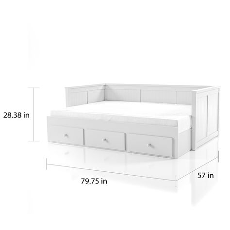 White Daybed With Storage, Full Size Daybed With Storage, Daybed Overstock, Storage Daybed, Cottage Storage, Full Daybed, Daybed With Drawers, Wood Daybed, Daybed With Storage