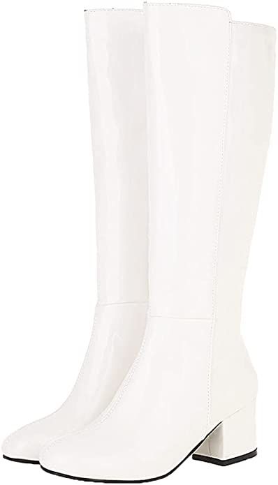 Knew High Boots, White Gogo Boots, White Knee High Boots, White Leather Boots, Leather High Heel Boots, High Heeled Boots, Boots White, Gogo Boots, Fancy Shoes