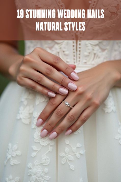 Did you know that your wedding nails can be stunning yet natural? Discover the latest trends in bridal nail art, from subtle pastel tones to elegant nude designs. Dive into our guide filled with chic ideas for achieving that perfect natural look on your special day. Don't settle for ordinary when you can have flawless! Check out these wedding nails inspiration with 19 gorgeous photos that promise to transform your bridal beauty game. Bride Classy Nails, Wedding Nails Neutral Simple, Engagement Nails Natural, Wedding Nail Styles, Round Wedding Nails For Bride, Bridal Nails Wedding Short, Courthouse Wedding Nails, Nail Polish For Champagne Dress, Squoval Bridal Nails