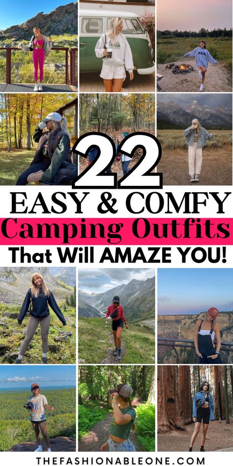 Comfy Camping Outfits, Camping Summer Outfits, Cute Camping Outfits Summer, Beach Camping Outfits, Summer Hiking Outfit Women, Camping Fits, Camping Outfits For Women Summer, Camping Attire, Summer Camp Outfits