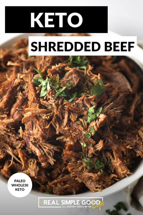 Versatile, 5-Ingredient Instant Pot Shredded Beef Keto Slow Cooker Beef, Shredded Beef For Tacos, Instant Pot Shredded Beef, Beef For Tacos, Crockpot Italian, Keto Slow Cooker, Beef Sandwiches, Instant Pot Recipe, Beef Roast