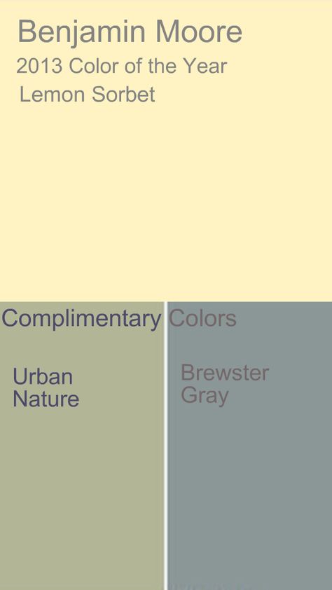 Interior Paint Colors Schemes, Lemon Sorbet, Benjamin Moore Colors, Yellow Bedroom, Interior Painting, Interior Paint Colors, Complimentary Colors, Kitchen Paint, Yellow Painting