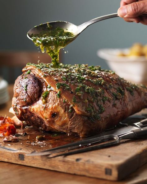 ROAST LAMB WITH HERB, CAPER AND LEMON BUTTER SAUCE | Lurpak® Lamb Leg Slow Cooker, Slow Cooker Leg Of Lamb Recipe, Lamb Leg Recipes, Welsh Recipes, Slow Cooker Lamb, Roast Lamb Leg, Perfect Roast, Roast Lamb, Leg Of Lamb