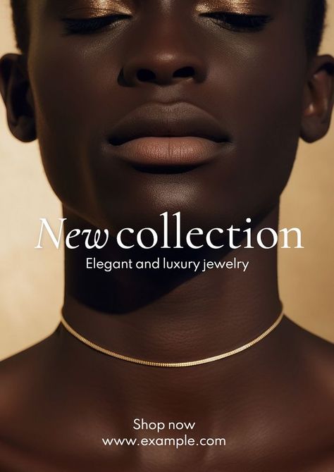 New jewelry collection poster template, editable text | premium image by rawpixel.com Poster Design Jewelry, Jewelry Poster Design, Jewelry Poster, Luxury Jewelry Shop, Media Kit Template, Pin Template, Quote Template, Black Man, New Jewelry