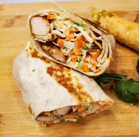 Thai Chicken Wrap - She's Got The Cooks Curry Wrap, Ginger Slaw, Thai Chicken Wraps, Peanut Sauce Chicken, Gourmet Chicken, Chicken Wrap, Thanksgiving Cooking, Spicy Thai, Chilli Chicken