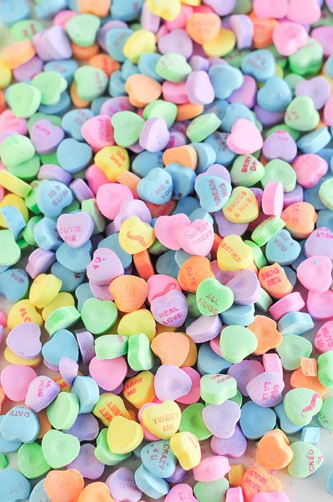 #ProperPrintables \\ Conversation Hearts Wallpaper Download Candy Hearts, Colorful Candy, Valentines Day, Valentines, Candy, Wallpapers, Iphone, White, Valentine's Day