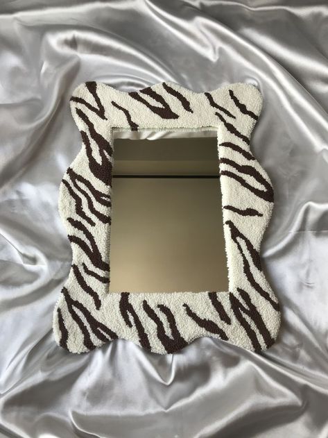 Punch Needle Mirror, Tufted Mirror, Tufting Diy, Mirror Unique, Cute Mirror, Crochet Belt, Art Mirror, Handmade Mirror, Mirror Decal