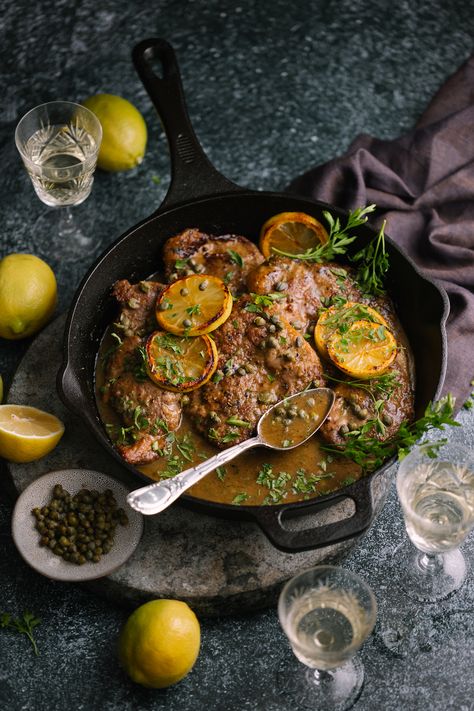 Lamb piccata - Leek Pie, Lamb Steaks, Leafy Salad, Chicken Mushroom, Chenin Blanc, Dried Figs, Mushroom Chicken, Most Popular Recipes, Just Cooking