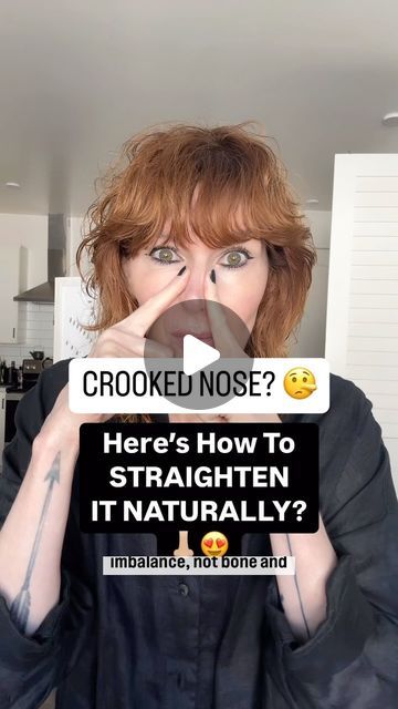 Your Age Better Bestie ♥️ on Instagram: "Crooked nose? 🤥Here’s how to fix asymmetrical muscles! 😍And Comment ⚡️RESHAPE⚡️for my FREE Cheek and lower face - balancing workout that will help you look and feel your symmetrical best! 🥰  ✨NOTE: if the asymmetry is coming from the way, your bones and cartilage are built from birth then this will only help the muscle part, but it can still show some improvement!  Get ready gor the miracle of Face HIIT, High Intensity Interval Training for your face - it works the fastest of anything out here to lift, shape, and smooth your face (and neck) - at any age 💃🏼🙌🏻  See you in the workout! 👋🏻 ♥️Sadie   #women #skin #face #naturalskincare #plantbased" How To Fix Crooked Nose, How To Fix Asymmetrical Nose, How To Fix Your Nose Shape, Balancing Workout, Face Balancing, Fix Eyebrows, Symmetrical Face, Crooked Face, Crooked Nose