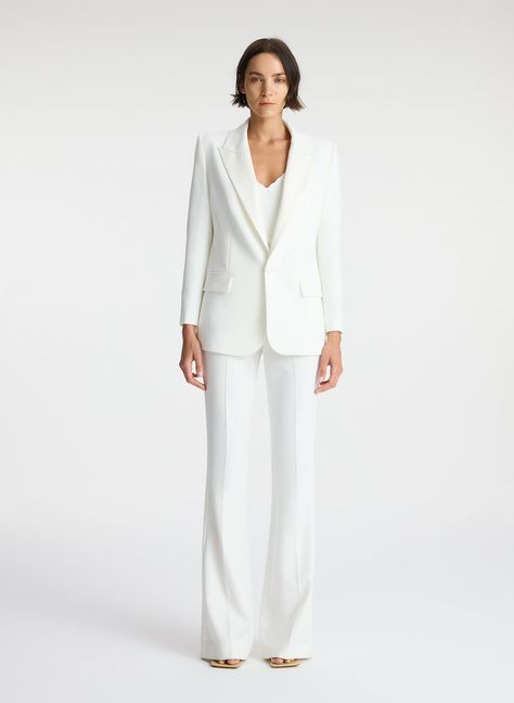 Cocktail Suit, Boxy Blazer, Wedding Pants, White Suit, Tuxedo Pants, Suiting Fabric, Tuxedo Jacket, Bridal Look, Jacket Design