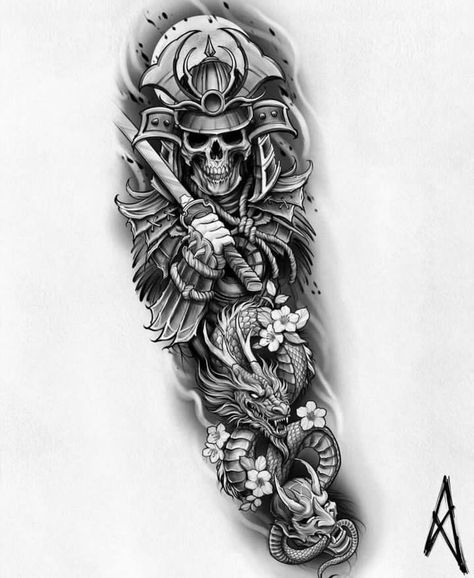 Tattoos For Survivors, So Tattoo, Japanese Warrior Tattoo, Samurai Tattoo Sleeve, Koi Tattoo Sleeve, Outer Forearm Tattoo, Minimalist Tattoo Ideas, Samurai Tattoo Design, Dragon Sleeve Tattoos