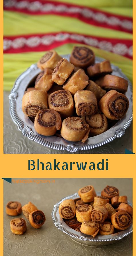 bhakarwadi - It is a spicy Tea time snack with a hint of sweet and slightly tangy. #festival #indian #snack | whatscookingmom.in Bhakarwadi Recipe, Spicy Tea, Diwali Snacks, Whats Cooking, Diwali Food, Tea Snacks, Gulab Jamun, Dry Snacks, Indian Dessert Recipes