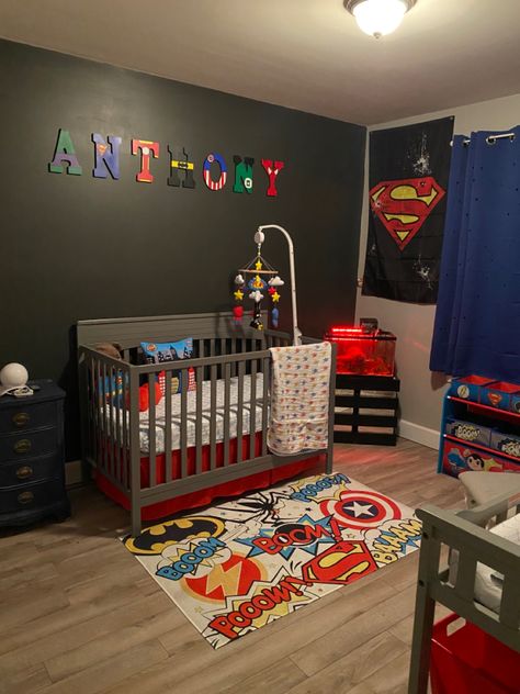 Marvel Boys Bedroom, Avengers Nursery, Magical Kids Room, Marvel Nursery, Toddler And Baby Room, Kids Room Interior, Colors Bedroom, Superhero Nursery, Boy Nursery Themes