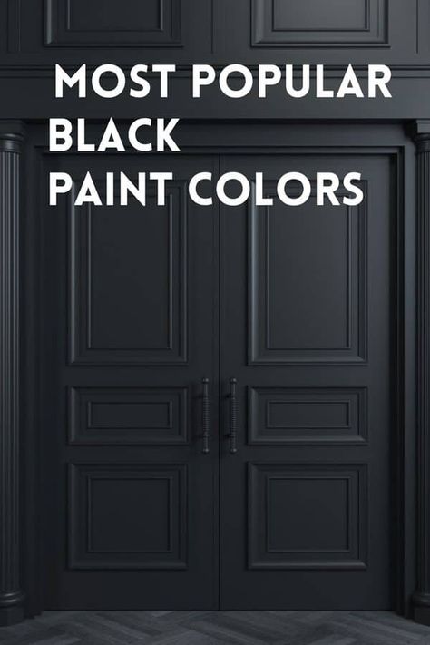 Black Paint For Bathroom Walls, Best Black Paint For Exterior Doors, Best Black For Cabinets, Best Black Cabinet Paint Colors, Best Black Paint For Doors, True Black Paint Color, Satin Black Behr Paint, Black Paint For Accent Wall, Black Interior Door Paint Colors