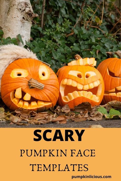 Side Pumpkin Carving Ideas, Scared Pumpkin Face Carving, Carving Pumpkins Scary, Funny Face Pumpkin Carving, Coolest Pumpkin Carving Ideas, Jackolanterns Faces, Pumpkin Scary Faces, Silly Face Pumpkin Carving Ideas, Easy Pumpkin Faces To Carve