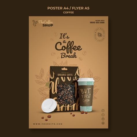 Coffee Shop Poster Design, Coffee Shop Flyer, Logo Produk, Coffee Banner, Coffee Poster Design, Visual Advertising, Coffee Advertising, Food Posters, Photography Composition