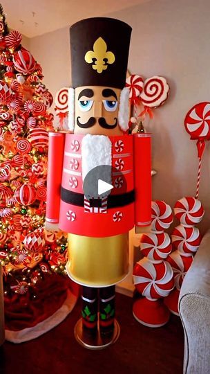 Dollar Tree Nutcracker, Giant Nutcracker, Nutcracker Christmas Decorations, Dollar Tree Christmas, Christmas Themes Decorations, Christmas Decorations Diy Outdoor, Holiday Crafts Christmas, Farmhouse Christmas Decor, Christmas Crafts Decorations