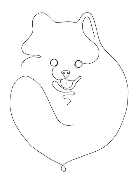 Pomeranian Ear Outline, Dog Line Art Tattoo Pomeranian, Pomeranian Line Drawing, Pomeranian Tattoo Minimalist, Pomeranian Tattoo Outline, Pomeranian Line Art, Pomeranian Outline, Pomeranian Silhouette, Japandi Prints