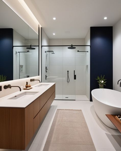 Transform your space with this stunning modern bathroom design! ✨ Elevate your home decor and interior with fresh bathroom ideas that inspire. From sleek bathroom models to chic renovation goals, let this serve as your bathroom inspo. Ready to redefine your bathroom style? Join us in this journey! Don’t forget to like, comment, and share your thoughts! Credit by: @millahomedecor . Follow @millahomedecor for more home decor ideas! #homedecor #homedesign #homeinterior #bathroom #bathroomdesig... Bathroom Ideas Narrow, Narrow Bathroom Layout, Bathroom Models, Small Narrow Bathroom, Long Narrow Bathroom, Elegant Bathroom Vanity, Modern Coastal Bathroom, Small Bathroom With Tub, Fresh Bathroom