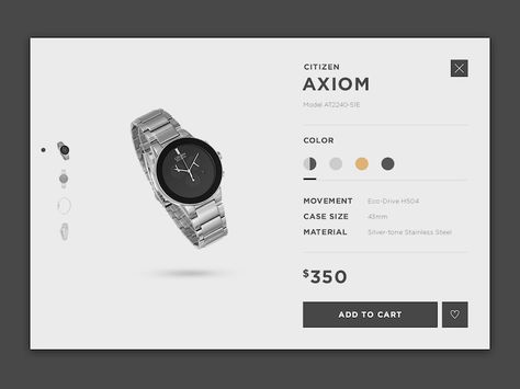 Product Quick view quickview carousel watch cta selector e-commerce commerce mini configurator product view quick Product Configurator, Wireframe Design, Card Ui, Ecommerce Web Design, Shopify Website Design, Presentation Layout, Shopify Design, Ecommerce Design, Webpage Design