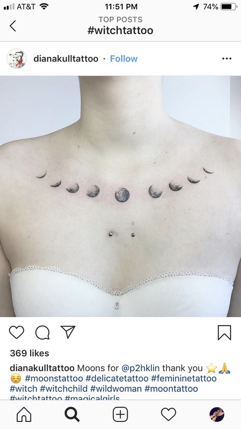 Collarbone Moon Phase Tattoo, Collar Bone Tattoo Spiritual, Moon Phase Tattoo Collar Bone, Moon Phases Collar Bone Tattoo, Moon Phase Chest Tattoo Female, Moon Phases Tattoo Collar Bone, Moon Phases Chest Tattoo, Moon Phase Chest Tattoo, Moon Phases Tattoo Chest