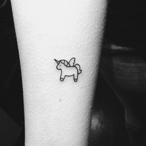 Small tiny tattoo unicorn #TattooIdeasSmall Small Feminine Tattoos, Small Symbol Tattoos, Unicorn Tattoo, Simple Tattoos For Women, Unicorn Tattoos, Handpoke Tattoo, Inspiration Tattoos, Disney Tattoo, Cute Tiny Tattoos