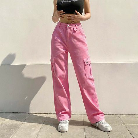 Pink Cargo Pants Outfits, Green Cargo Pants Outfit, Pink Pants Outfit, Aesthetic Jeans, Pink Cargo Pants, Cargo Outfit, Cargo Pants Outfits, Pants Outfit Fall, Outfits Con Jeans