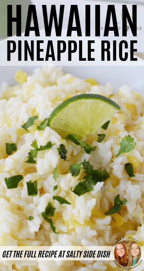 Hawaiian Pineapple Rice with crushed pineapple and lime for a sweet side dish that pairs with so much #rice #pineapple #sidedish #recipe Hawaiian Side Dishes, Perfect Rice Recipe, Rice With Pineapple, Hawaiian Rice, Pineapple Rice, White Rice Recipes, Rice Side Dish Recipes, Hawaiian Dishes, Rice Side