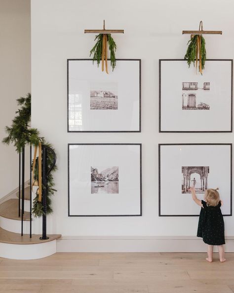 Jenna Sue on Instagram: “We tell her the stories behind each travel photo in our gallery wall and often find her studying them when we’re not watching. My favorite…” Woodland Christmas Decor, Jenna Sue Design, Jenna Sue, Photo Wall Gallery, Christmas Tours, Christmas Décor, Woodland Christmas, Entrance Decor, Travel Photo