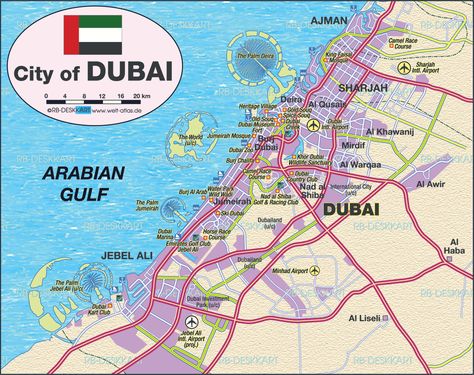 Map of Dubai (United Arab Emirates UAE) Dubai Tourist Map, Dubai Images, Google Illustration, Uae Map, Palm Island Dubai, United Emirates, Dubai Map, Dubai Location, Dubai Country