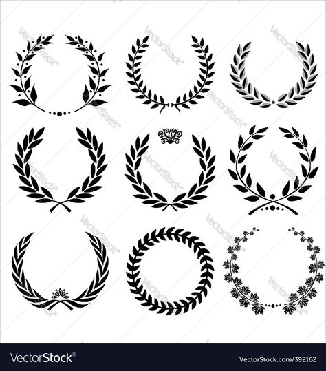 Vector image of Set - laurel wreath Vector Image, includes design, icon, sport, competition & branch. Illustrator (.ai), EPS, PDF and JPG image formats. Diary Images, Laurel Tattoo, Laurel Wreath Tattoo, Laurel Vector, Wreath Tattoo, Wreath Vector, Wallpaper Happy, Tatuagem Masculina Pequena, Year Wallpaper