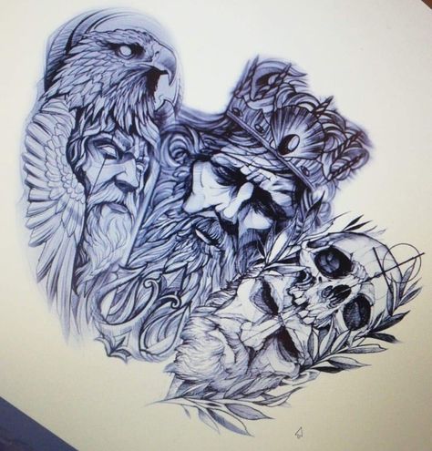 ZEUS, POSEIDON, HADES Zues Vs Hades Tattoo, Zeus Poseidon Hades Tattoo Design, Zeus Poseidon Hades Tattoo, Hades Tattoo Design, Zeus Hades Poseidon, Zeus Poseidon Hades, Hades Tattoo, Half Sleeve Tattoo Stencils, Greek God Tattoo