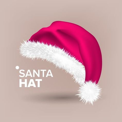 Santa Claus Cap, Santa Hat Vector, Pink Santa Hat, Icons Party, Mother's Day Background, Party Icon, Head Background, Realistic Illustration, Illustration Christmas