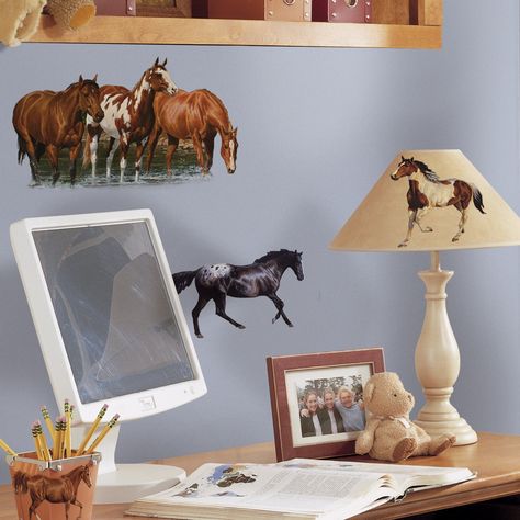 RoomMates RMK1017SCS Wild Horses Peel and Stick Wall Decals ** Click image to review more details.(It is Amazon affiliate link) #KidsRoomDecorIdeas Horse Themed Bedrooms, Horse Wall Stickers, Horse Bedroom, Horse Wall Decals, Horse Room, Themed Bedrooms, Peel And Stick Wall Decals, Bedroom Stickers, Horse Country