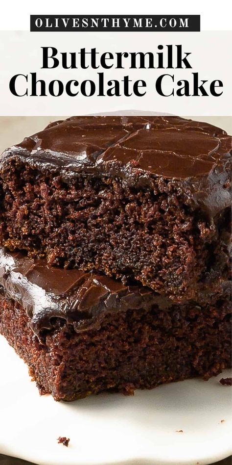 Buttermilk Chocolate Cake Buttermilk Frosting, Buttermilk Chocolate Cake, Fluffy Chocolate Cake, Resepi Biskut, Chocolate Cake Recipe Moist, Amazing Chocolate Cake Recipe, Homemade Chocolate Cake, Buttermilk Recipes, Homemade Buttermilk