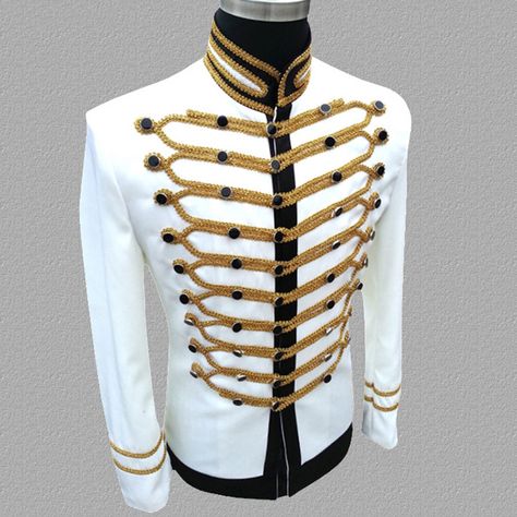 Mens British Style Prince Dress Suit Stage Performance Wedding Banquet Casual Dress Blazer Gold Coat, Halloween Costume Suit, Blazer Plus Size, Single Breasted Blazer, Military Coat, Outwear Jackets, Dance Performance, Breasted Blazer, Costume Outfits