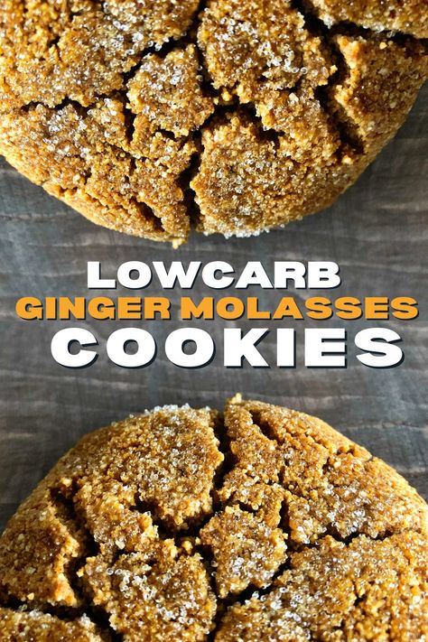 Low Carb Gingerbread, Chewy Ginger Cookies, Low Carb Christmas, Ginger Molasses, Keto Cookie Recipes, Ginger Molasses Cookies, Low Carb Low Sugar, Best Low Carb Recipes, Molasses Cookies