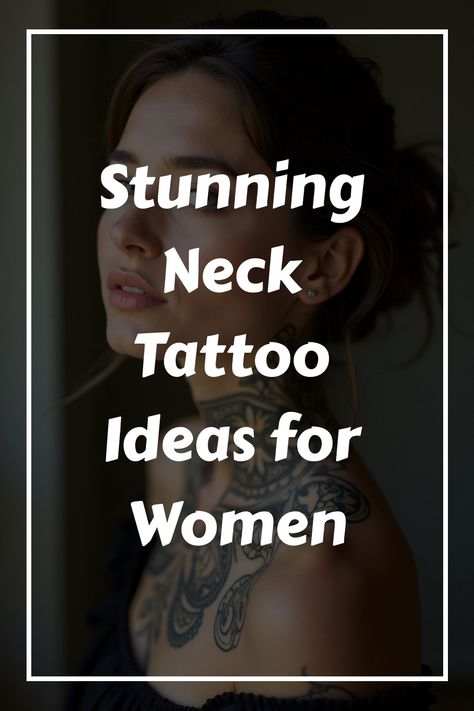 Stunning Neck Tattoo Ideas for Women Women Neck Tattoo Ideas Side, Neck Tattoo Inspiration, Neck Tattoo Women, Neck Tattoo Ideas, Fierce Tattoo, Perfect Neck, Bold Abstract Art, Neck Tattoos Women, Foot Tattoos For Women