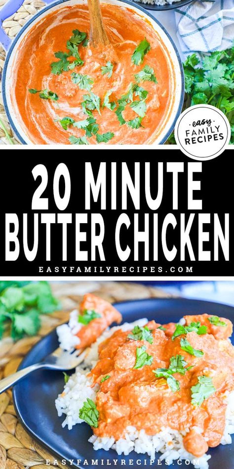 BUTTER CHICKEN! If you love Indian food, you don't want to miss this. Just like your favorite restaurant, but so much EASIER to make!! You can have this from fridge to fork in as little as 20 minutes. Using shredded or rotisserie chicken makes this easy enough for any weeknight. Serve it with naan or rice for the perfect quick and easy dinner. Recipes Rotisserie Chicken, Easy Butter Chicken, Butter Chicken Sauce, Recipes Using Rotisserie Chicken, Easy Family Recipes, Indian Butter Chicken, Leftover Rotisserie Chicken, Easy Butter, Dinner Salad