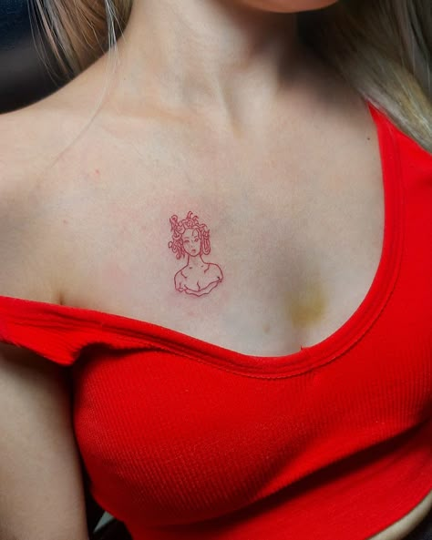 https://youtube.com/@NORTHInkCDOTattooshop Red Ink Medusa Tattoo, Medusa Tattoo Dainty, Medusa Tattoo Patchwork, Aesthetic Medusa Tattoo, Medusa Small Tattoo Design, Discreet Medusa Tattoos, Tiny Medusa Tattoo Minimalist, Small Minimalist Medusa Tattoo, Small Medusa Tattoo Ideas