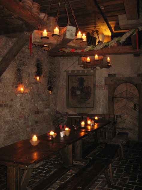 Atmospheric Basement of the Medieval Restaurant, Old Town, Riga, Latvia | von Bencito the Traveller Tavern Dining Room, Medieval Dining Hall, Tavern Basement, Fantasy Dining Room, Medieval Dining Room, Medieval Bar, Medieval Restaurant, Medieval Inn, Medieval Lighting