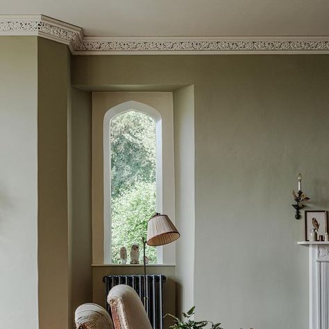 Anna Haines Design Ltd on Instagram: "The drawing room at our Bath project. Wattle V on the walls from @paintandpaperlibrary which is a lovely backdrop for artwork, the gilt finish of the mirror and patinated bronze of the @coxlondon wall lights Both antique armchairs have been deconstructed to show the craftsmanship in their upholstery. The bones of the house are so beautiful we wanted to somehow reflect this with the construction of the furniture! As featured in the jan issue of @houseandgardenuk 📷 @paul_whitbread_photo" Anna Haines, Paint And Paper Library, Timeless Interiors, Paint Paper, Gold Frames, Contemporary Homes, Living Room Green, Antique Chairs, Drawing Room