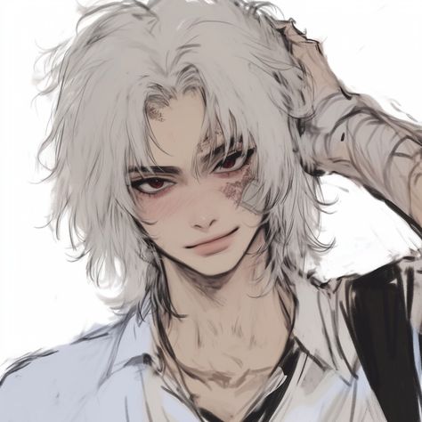 Black And Blonde Hair Anime Guy, Male Aesthetics Types, Male Icon Drawing, Three Base Drawing, Cute Male Character Art, Angry Guy Drawing, Grey Hair Character Design, Jock Oc Male, Male Oc With White Hair