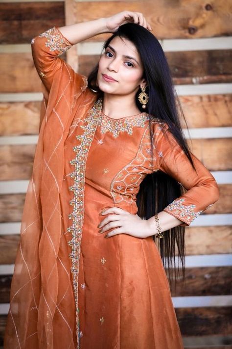 Rust Orange Anarkali suit _Colors By Nisha Rust Orange Suit, Wedding Season Colors, Orange Anarkali, Party Wear Suits, Orange Suit, Designer Studio, Ethnic Dress, Festive Wear, Anarkali Suit