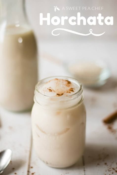 Horchata Recipe from Lacey Baier at A Sweet Pea Chef #horchata #asweetpeachef #cinnamon Dairy Free Horchata, Easy Horchata Recipe, Spicy Food Mexican, Horchata Recipe, Clean Drink, Food Charlatan, Happy Food, Happy Foods, Foods With Gluten