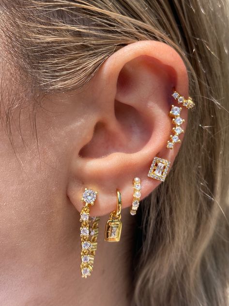 Shop Now! Ear Stacks, Ear Jewellery, Multiple Earrings, Earring Styles, Ear Stack, Ear Jewelry, Mini Fashion, Gold Plated Sterling Silver, The Ear