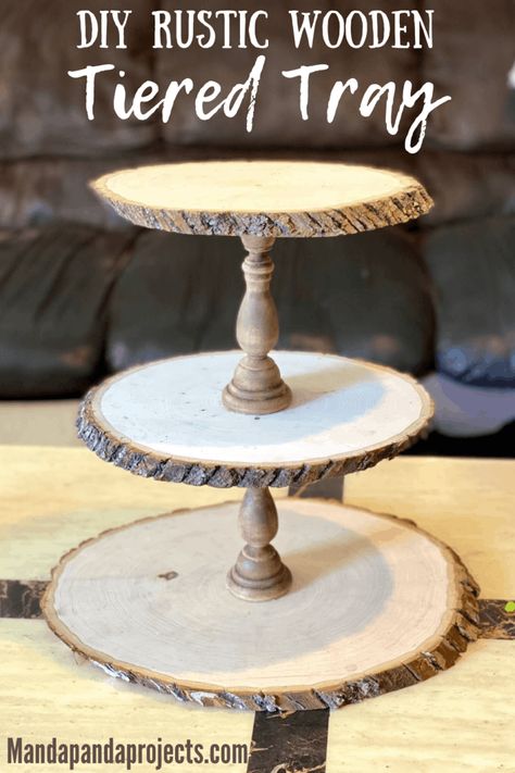 If you ‘re looking for a decorative tiered tray, but want something unique or specific to match you’re rustic decor, look no further! This DIY Rustic Wooden Round Tiered Tray looks like a million bucks, but can be made for just $40. Best of all, you can get every single supply that you need to make this right on Amazon! Run….Don’t walk to make this! #rusticdecor #tieredtray #DIYdecor Wooden Tiered Tray, 2 Tier Cake Stand, Wooden Cake Stands, 2 Tier Cake, Tiered Tray Diy, Diy Xmas Gifts, Wooden Cake, Tray Diy, Wooden Candle Sticks