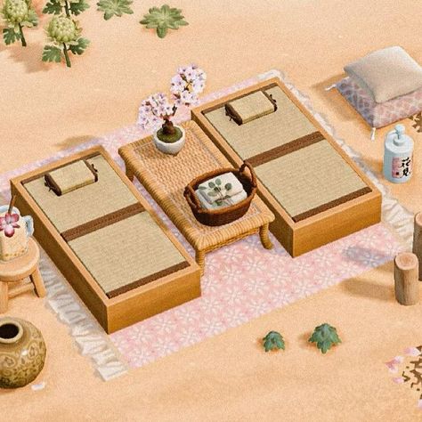 Acnh Seating Area Ideas, Animal Crossing Washing Area, Acnh Zen Codes, Animal Crossing Onsen, Acnh Japanese Items, Acnh Island Aesthetic, Acnh Outdoor Bath, Animal Crossing Spa, Japanese Acnh Island